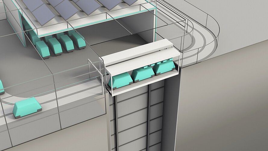 Mit Liften wird der Tunnel mit der Oberfläche verbunden. 